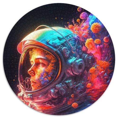 Rainbow Astronaut Puzzle für Erwachsene, 1000 Teile, 1000 Teile, rundes Puzzle, Geburtstagsgeschenkidee, anspruchsvolles Denkspiel, 67,5 x 67,5 cm von LiJianXXR