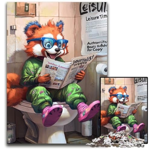 Red Panda Go Toilet Puzzle für Erwachsene, 1000 Teile, Holzpuzzle für Erwachsene, perfektes DIY-Kunstdekor oder Geburtstagsgeschenk, 50x75cm/19,68x29,52 Zoll Red Panda Go Toilet Puzzle für Erwachsene, 1000 Teile, Holzpuzzle für Erwachsene, perfektes DIY-Kunstdekor oder Geburtstagsgeschenk, 50x75cm/19,68x29,52 Zoll von LiJianXXR