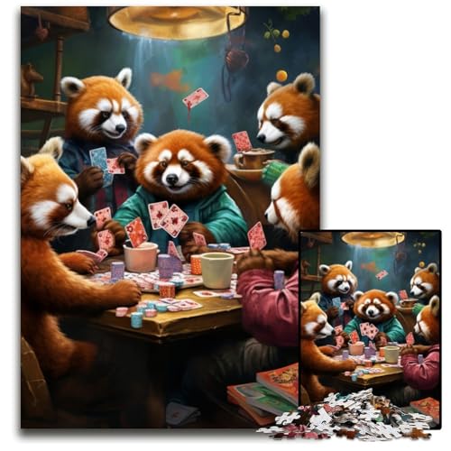 Roter Panda spielt Poker, 1000-teiliges Puzzle für Erwachsene, anspruchsvolle Puzzles, interaktives Familienspiel, Gehirn-Herausforderung, Lernspielzeug, 26x38cm/10,23x14,96 Zoll Roter Panda spielt Poker, 1000-teiliges Puzzle für Erwachsene, anspruchsvolle Puzzles, interaktives Familienspiel, Gehirn-Herausforderung, Lernspielzeug, 26x38cm/10,23x14,96 Zoll von LiJianXXR