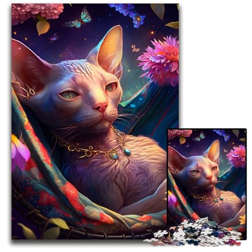 Schöne haarlose Katze, 1000 Teile, Puzzle, Geschenke, Puzzles für Erwachsene, Denkspiel für Teenager und Familieninteraktion, 26x38cm/10,23x14,96 Zoll Schöne haarlose Katze, 1000 Teile, Puzzle, Geschenke, Puzzles für Erwachsene, Denkspiel für Teenager und Familieninteraktion, 26x38cm/10,23x14,96 Zoll von LiJianXXR