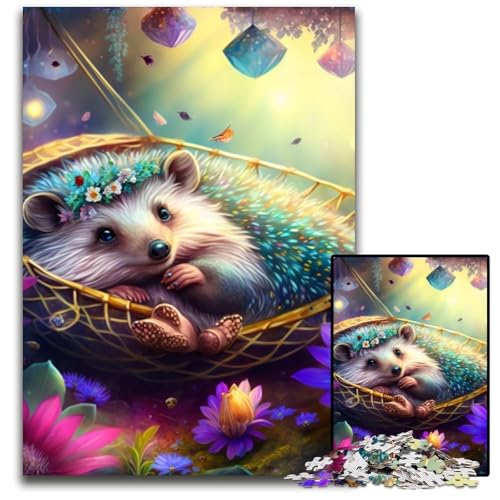 Schönes Igel-Puzzle, 1000 Teile, schwierige Puzzles für Erwachsene, pädagogische Aktivität zur Verbesserung kognitiver Fähigkeiten, 26x38cm/10,23x14,96 Zoll Schönes Igel-Puzzle, 1000 Teile, schwierige Puzzles für Erwachsene, pädagogische Aktivität zur Verbesserung kognitiver Fähigkeiten, 26x38cm/10,23x14,96 Zoll von LiJianXXR
