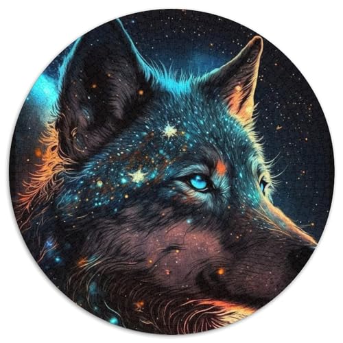 Schwarzer Wolf Puzzle für Erwachsene, 1000 Teile, 1000-teiliges rundes Puzzle für Erwachsene, Spaß für die ganze Familie, Basteln, perfekt für Geburtstage, Feiertage, 67,5 x 67,5 cm Schwarzer Wolf Puzzle für Erwachsene, 1000 Teile, 1000-teiliges rundes Puzzle für Erwachsene, Spaß für die ganze Familie, Basteln, perfekt für Geburtstage, Feiertage, 67,5 x 67,5 cm von LiJianXXR
