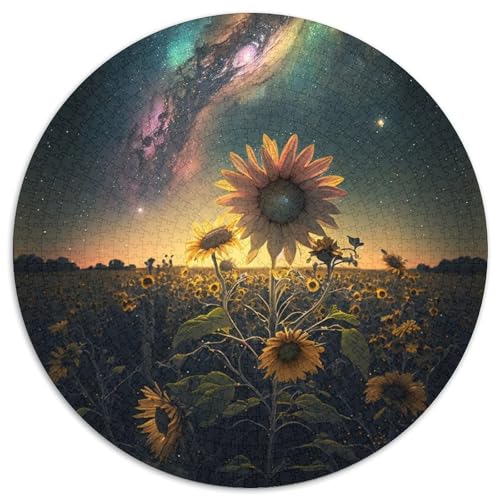 Sonnenblumen-Puzzle, 1000 Teile, rund, 1000 Teile, für Erwachsene, zur Heimdekoration, ideales Weihnachts- und Neujahrsgeschenk für Teenager, 67,5 x 67,5 cm von LiJianXXR