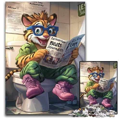 Tiger Go Toiletten-Puzzle für Erwachsene, 1000-teiliges Holzpuzzle, anspruchsvolles DIY-Denkspiel für Teenager, 50x75cm/19,68x29,52 Zoll Tiger Go Toiletten-Puzzle für Erwachsene, 1000-teiliges Holzpuzzle, anspruchsvolles DIY-Denkspiel für Teenager, 50x75cm/19,68x29,52 Zoll von LiJianXXR