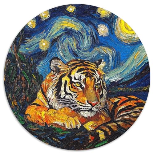 Tiger-Nachthimmel-Puzzle für Erwachsene, 1000 Teile, runde Puzzles mit 1000 Teilen für Erwachsene, Spaß für die ganze Familie, Basteln, perfekt für Geburtstage, Feiertage, 67,5 x 67,5 cm Tiger-Nachthimmel-Puzzle für Erwachsene, 1000 Teile, runde Puzzles mit 1000 Teilen für Erwachsene, Spaß für die ganze Familie, Basteln, perfekt für Geburtstage, Feiertage, 67,5 x 67,5 cm von LiJianXXR