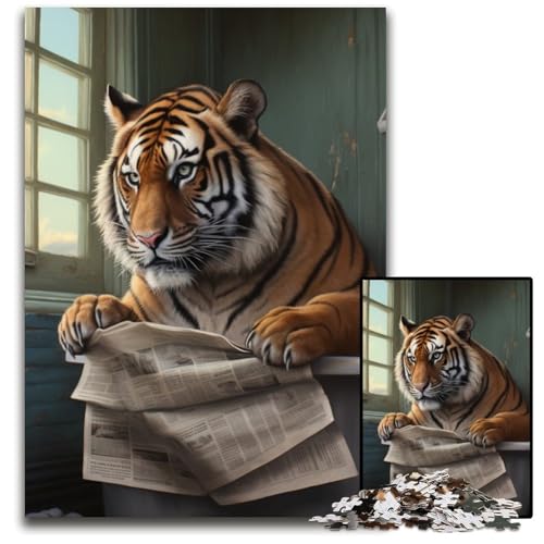 Tiger liest Zeitung, Puzzle 1000 Teile für Erwachsene, Puzzles für Erwachsene, interaktives Familienspiel, Gehirn-Herausforderung, Lernspielzeug, 26x38cm/10,23x14,96 Zoll Tiger liest Zeitung, Puzzle 1000 Teile für Erwachsene, Puzzles für Erwachsene, interaktives Familienspiel, Gehirn-Herausforderung, Lernspielzeug, 26x38cm/10,23x14,96 Zoll von LiJianXXR