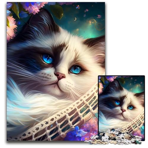 Weiße Katze schläft, 1000 Teile Puzzle, Geschenke, Puzzles für Erwachsene, Denkspiel für Teenager und Familieninteraktion, 26x38cm/10,23x14,96 Zoll Weiße Katze schläft, 1000 Teile Puzzle, Geschenke, Puzzles für Erwachsene, Denkspiel für Teenager und Familieninteraktion, 26x38cm/10,23x14,96 Zoll von LiJianXXR