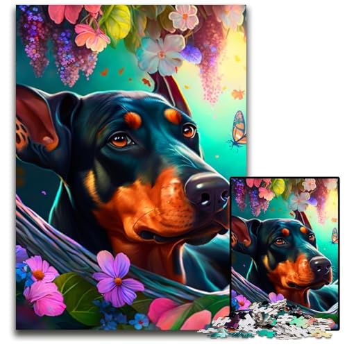 Wunderschöne Dobermann-Pinscher-Puzzles für Erwachsene, 1000-teiliges Papp-Puzzle für Erwachsene, Geburtstage und Feiertage, 26x38cm/10,23x14,96 Zoll Wunderschöne Dobermann-Pinscher-Puzzles für Erwachsene, 1000-teiliges Papp-Puzzle für Erwachsene, Geburtstage und Feiertage, 26x38cm/10,23x14,96 Zoll von LiJianXXR