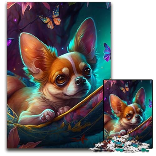 Wunderschönes Chihuahua-Puzzle für Erwachsene, 1000 Teile, Puzzle für Erwachsene, ideal für Liebhaber, perfektes Weihnachts-, Neujahrs- und Valentinstagsgeschenk, 26x38cm/10,23x14,96 Zoll Wunderschönes Chihuahua-Puzzle für Erwachsene, 1000 Teile, Puzzle für Erwachsene, ideal für Liebhaber, perfektes Weihnachts-, Neujahrs- und Valentinstagsgeschenk, 26x38cm/10,23x14,96 Zoll von LiJianXXR