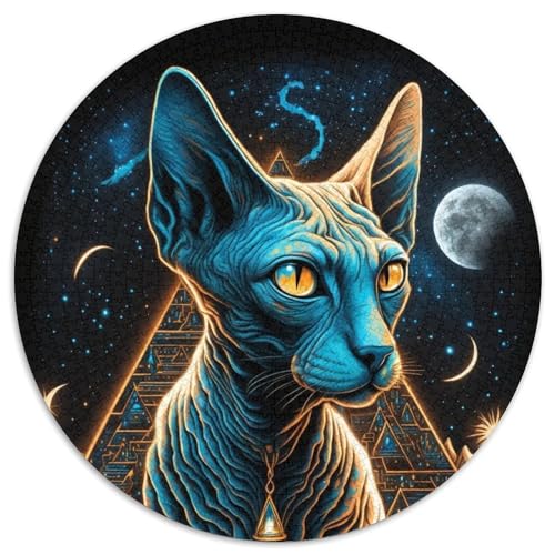 Wunderschönes Dschungelkatzen-Puzzle für Erwachsene, 1000 Teile, runde Puzzles, 1000 Teile für Erwachsene, Denkspiel für Teenager, 67,5 x 67,5 cm von LiJianXXR