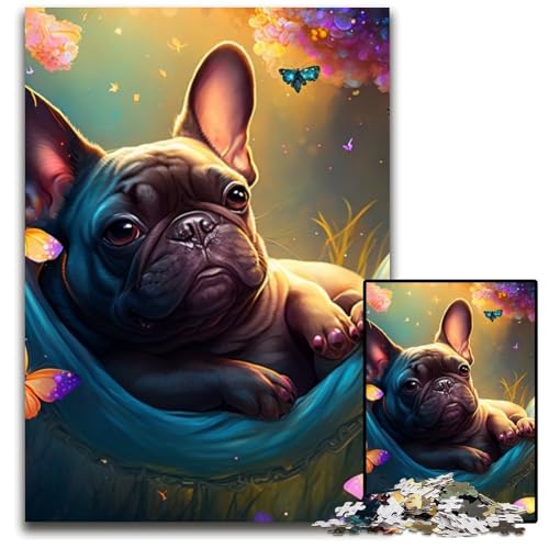 Wunderschönes Puzzle mit französischer Bulldogge, 1000 Teile, für Erwachsene, Puzzles für Erwachsene, interaktives Familienspiel, Denksportaufgabe, Lernspielzeug, 26x38cm/10,23x14,96 Zoll Wunderschönes Puzzle mit französischer Bulldogge, 1000 Teile, für Erwachsene, Puzzles für Erwachsene, interaktives Familienspiel, Denksportaufgabe, Lernspielzeug, 26x38cm/10,23x14,96 Zoll von LiJianXXR
