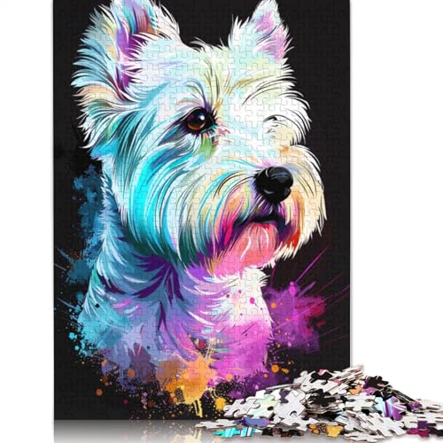 für Erwachsene, 1000-teiliges West Highland White Terrier-Hundepuzzle für Erwachsene, Papppuzzle für Familienspaß und Spieleabend, Größe 38 x 26 cm von LiJianXXR