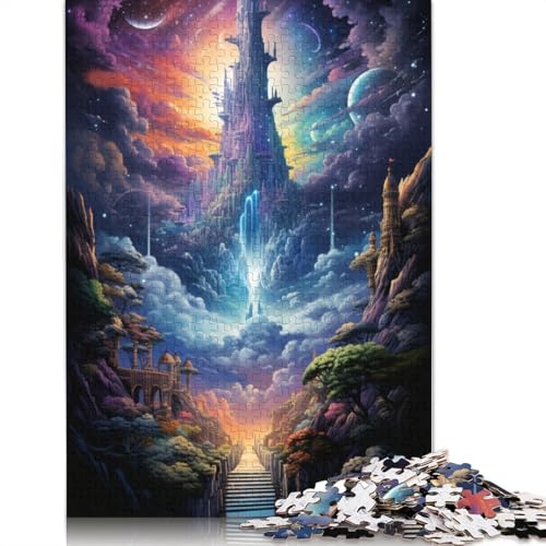 1000-teiliges Holzpuzzle, farbenfrohes und psychedelisches Sternenhimmel-Schloss, Puzzle für Erwachsene, Holzpuzzle, Familienspiele, 75 x 50 cm von LiJianXXS