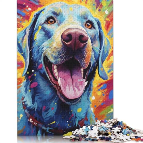 1000-teiliges Kartonpuzzle Psychedelische Graffiti, farbenfrohe Labradore, Puzzle für Erwachsene, Kartonpuzzle, Familienspiele, 38 x 26 cm von LiJianXXS