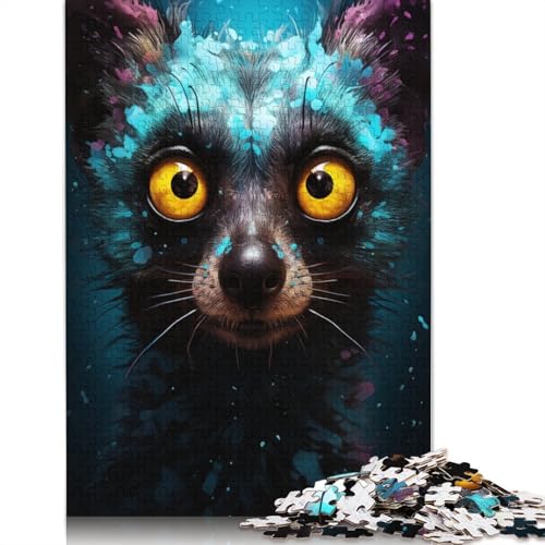 1000-teiliges Puzzle, farbenfrohe Psychedelia von Lemuren in Einer Sternennacht, Puzzle für Erwachsene, Kartonpuzzle, gutes Geschenk für Erwachsene und Kinder, 38 x 26 cm 1000-teiliges Puzzle, farbenfrohe Psychedelia von Lemuren in Einer Sternennacht, Puzzle für Erwachsene, Kartonpuzzle, gutes Geschenk für Erwachsene und Kinder, 38 x 26 cm von LiJianXXS