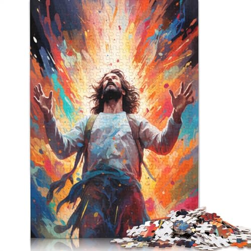 1000-teiliges Puzzle aus Karton, farbenfrohes psychedelisches Ölgemälde von Jesus, Puzzle aus Karton, Lernspiel, 38 x 26 cm von LiJianXXS
