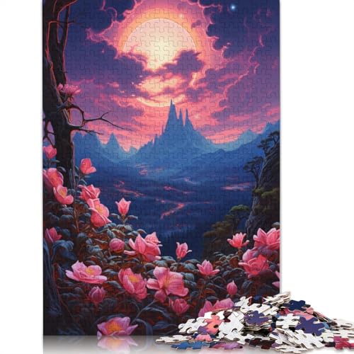 1000-teiliges Puzzlespiel Rosa Blumen unter dem Mond, Puzzle für Erwachsene, Holzpuzzle, anspruchsvoll, Aber unterhaltsam und humorvoll, 75 x 50 cm 1000-teiliges Puzzlespiel Rosa Blumen unter dem Mond, Puzzle für Erwachsene, Holzpuzzle, anspruchsvoll, Aber unterhaltsam und humorvoll, 75 x 50 cm von LiJianXXS