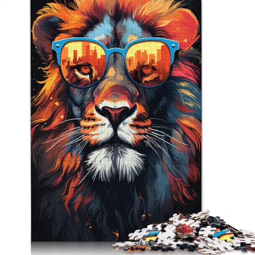 Puzzle 1000 Teile für Erwachsene, farbenfrohes Fantasie-Brillenlöwe-Puzzle für Erwachsene, Kartonpuzzle, Familienspaß-Puzzle, 38 x 26 cm von LiJianXXS