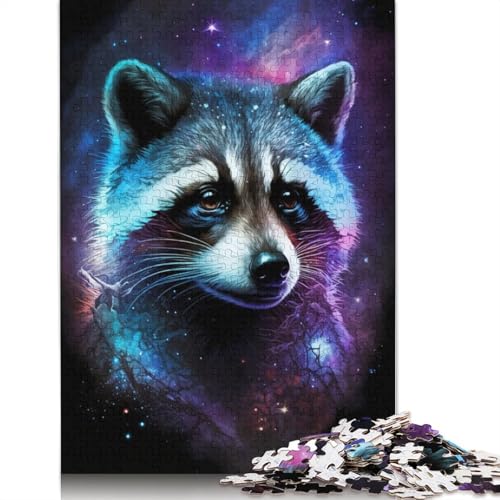 Puzzle 1000 Teile für Erwachsene und Kinder von Galaxy Animal Raccoon Puzzle für Erwachsene, Holzpuzzle, tolle Geschenke für Weihnachten (Größe 75 x 50 cm) von LiJianXXS