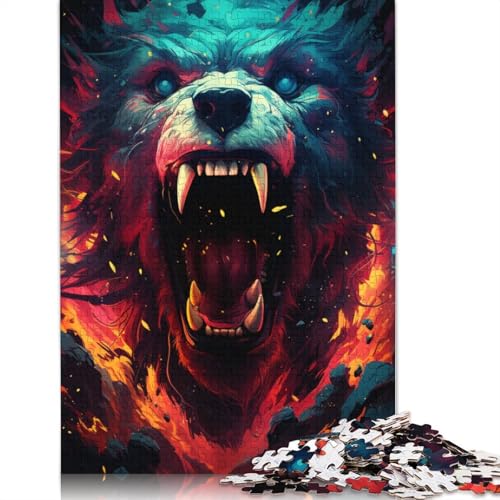 Puzzle Bunter Psychedelischer Tierbär 1000-teiliges Puzzle für Erwachsene und Kinder Kartonpuzzle Geeignet für Kinder ab 12 Jahren Heimdekorationspuzzle 38x26cm von LiJianXXS
