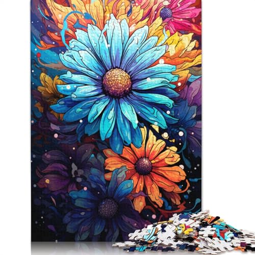 Puzzle für Erwachsene, 1000 Teile, farbenfrohes Gemälde wunderschöner Gänseblümchen, Puzzle für Kinder, Kartonpuzzle, Puzzle für Erwachsene, Lernspiel, Herausforderungsspielzeug, 38 x 26 cm von LiJianXXS