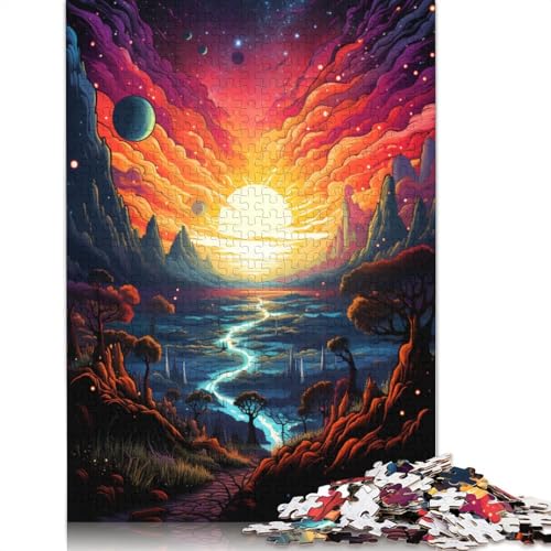 Puzzle für Erwachsene, 1000 Teile, farbenfrohes psychedelisches Sonnenuntergangs-Landschaftspuzzle für Kinder, Holzpuzzle, Puzzle für Erwachsene, Lernspiel, Herausforderungsspielzeug, 75 x 50 cm Puzzle für Erwachsene, 1000 Teile, farbenfrohes psychedelisches Sonnenuntergangs-Landschaftspuzzle für Kinder, Holzpuzzle, Puzzle für Erwachsene, Lernspiel, Herausforderungsspielzeug, 75 x 50 cm von LiJianXXS