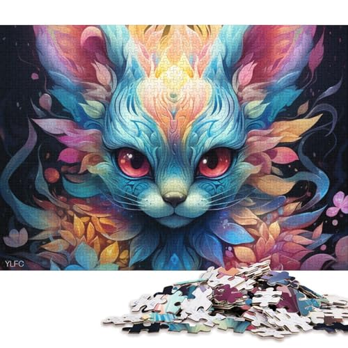 Puzzle für Erwachsene, Psychedelic Fox, 1000-teiliges Puzzlespiel, Kartonpuzzle für Erwachsene und Kinder, Geschenk für Erwachsene und Kinder (Größe 38 * 26 cm) von LiJianXXS