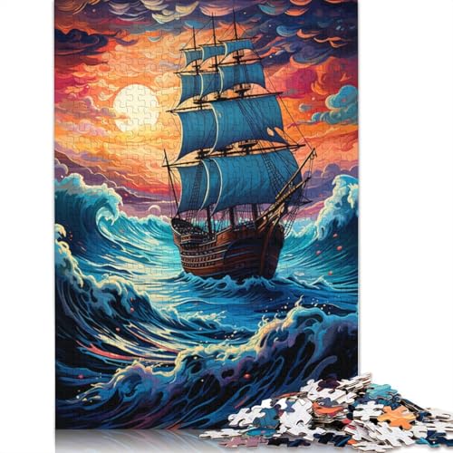 Puzzle für Erwachsene 1000 Segelboot bei Sonnenuntergang Puzzle für Erwachsene Kartonpuzzle Lernspiel 38x26cm von LiJianXXS