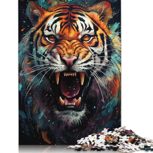 Puzzle für Erwachsene 1000 Teile Tiger Spirit bunt Puzzle für Erwachsene Kartonpuzzle Heimdekoration 38x26cm von LiJianXXS