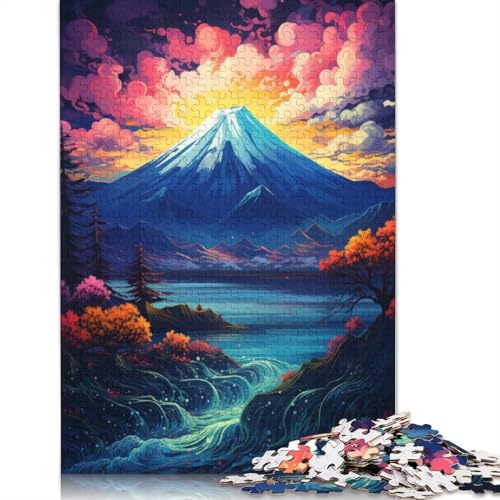 Puzzle für Erwachsene Die farbenfrohe Psychedelie des Fuji 1000-teiliges Puzzle aus Karton für Erwachsene und Kinder. Anspruchsvolles Spiel 38 x 26 cm von LiJianXXS