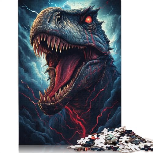 Puzzle für Erwachsene Tyrannosaurus Rex umgeben vom Sturm 1000-teiliges Puzzle Kartonpuzzle für Erwachsene und Kinder ab 12 Jahren Familienspiele Weihnachtsgeburtstagsgeschenke 38x26cm von LiJianXXS