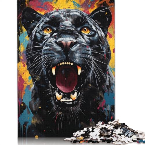 Puzzle mit 1000 Teilen, Farbfantasie, Schwarzer Panther, Puzzle für Holzpuzzle, tolles Geschenk für Erwachsene, 75 x 50 cm Puzzle mit 1000 Teilen, Farbfantasie, Schwarzer Panther, Puzzle für Holzpuzzle, tolles Geschenk für Erwachsene, 75 x 50 cm von LiJianXXS