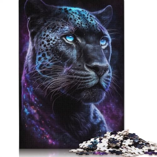 1000-teiliges Puzzle Schwarzer Leopard, Puzzle für Erwachsene, Holzpuzzle, anspruchsvolles Spiel (Größe 75 x 50 cm) von LiJianXXXB