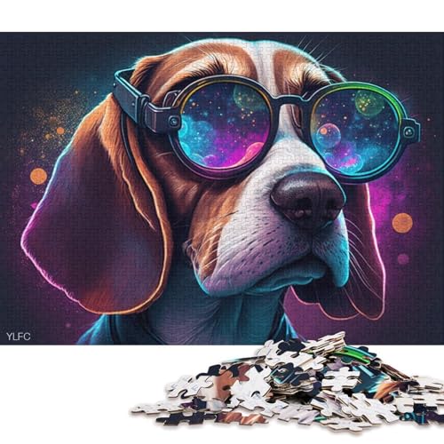 1000-teiliges Puzzle für Erwachsene, Beagle mit Brille, Puzzle für Erwachsene, Holzpuzzle, Puzzle für Erwachsene, Lernspiel, Herausforderungsspielzeug, 75 x 50 cm 1000-teiliges Puzzle für Erwachsene, Beagle mit Brille, Puzzle für Erwachsene, Holzpuzzle, Puzzle für Erwachsene, Lernspiel, Herausforderungsspielzeug, 75 x 50 cm von LiJianXXXB