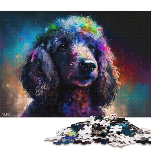 1000-teiliges Puzzle für Erwachsene, bunter Pudel-Hund, Puzzle für Erwachsene, Holzpuzzle, Puzzle für Erwachsene, Lernspiel, Herausforderungsspielzeug, 75 x 50 cm von LiJianXXXB