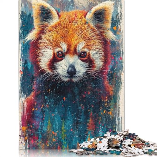 Puzzle für Erwachsene, 1000 Teile, Psychedelischer roter Panda, Puzzle für Erwachsene, Holzpuzzle, Familienspiele, 75 x 50 cm von LiJianXXXB