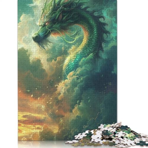 Puzzle für Erwachsene, Grüner Drache, 1000-teiliges Puzzle, Kartonpuzzle für Erwachsene und Kinder ab 12 Jahren, tolles Geschenk für Erwachsene, 38 x 26 cm Puzzle für Erwachsene, Grüner Drache, 1000-teiliges Puzzle, Kartonpuzzle für Erwachsene und Kinder ab 12 Jahren, tolles Geschenk für Erwachsene, 38 x 26 cm von LiJianXXXB