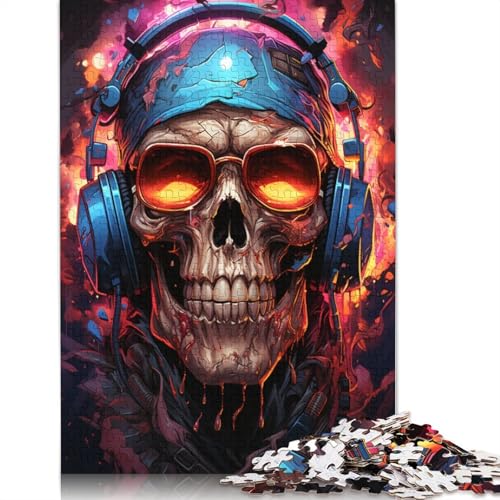 Puzzle mit 1000 Teilen, Skelett mit Kopfhörern, Puzzle für Erwachsene, Kartonpuzzle, tolles Geschenk für Erwachsene, 38 x 26 cm von LiJianXXXB