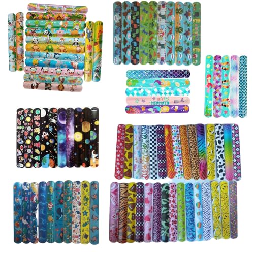 LiJuanWang Snap Armbänder,30 Stück Schnapparmband Slap Bands Silikon Wristband Party Bag Füllstoffe Slap Armbänder für Kinder Jungen Mädchen Birthday Partybedarf von LiJuanWang
