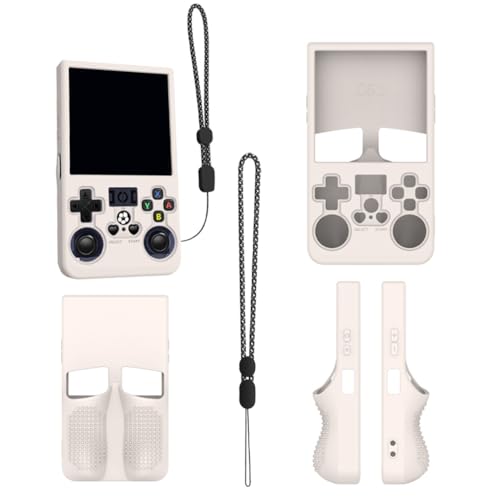 Silikon-Schutzhülle für R36 MAX, Retro-Handspielkonsole, weiche Schutzhülle mit Umhängeband, Rundumschutz, stoßfestes Gaming-Zubehör (weiß) von LiLiTok
