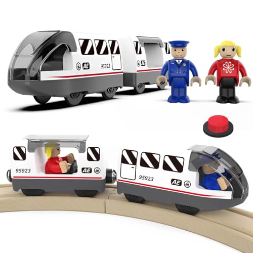 LiRiQi Eisenbahn elektrische lok Holzeisenbahn Zug, Batteriebetriebener Lokomotivzug, Leistungsstarker Motorzug kompatibel mit Thomas, Brio, Spielzeug für Kinder Kleinkind Junge Mädchen LiRiQi Eisenbahn elektrische lok Holzeisenbahn Zug, Batteriebetriebener Lokomotivzug, Leistungsstarker Motorzug kompatibel mit Thomas, Brio, Spielzeug für Kinder Kleinkind Junge Mädchen von LiRiQi