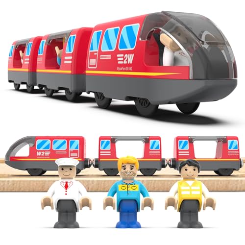 LiRiQi Eisenbahn elektrische lok Holzeisenbahn Zug Kinder, Batteriebetriebener Lokomotivzug, Motorzug kompatibel mit Thomas Brio, Geschenk Spielzeug für Junge Mädchen ab 3 Jahren, Rot LiRiQi Eisenbahn elektrische lok Holzeisenbahn Zug Kinder, Batteriebetriebener Lokomotivzug, Motorzug kompatibel mit Thomas Brio, Geschenk Spielzeug für Junge Mädchen ab 3 Jahren, Rot von LiRiQi