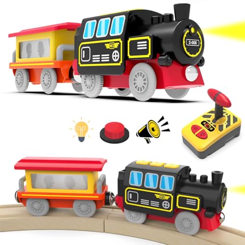 LiRiQi Holzeisenbahn Zug Ferngesteuertes, Eisenbahn Elektrische Lok Kinder, Batteriebetriebenes Zugset mit Licht und Sound, Lokomotivzug kompatibel mit Thomas, Brio, Spielzeugauto für Junge Mädchen LiRiQi Holzeisenbahn Zug Ferngesteuertes, Eisenbahn Elektrische Lok Kinder, Batteriebetriebenes Zugset mit Licht und Sound, Lokomotivzug kompatibel mit Thomas, Brio, Spielzeugauto für Junge Mädchen von LiRiQi