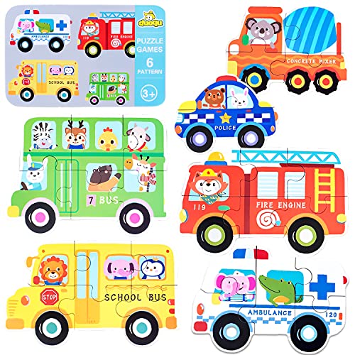 LiRiQi Kinderpuzzle, Fahrzeug Puzzle für Kinder, Holzpuzzle ab 2 3 4 5 Jahren, Montessori Spielzeug Puzzle, Holz Steckpuzzle Pädagogisches Spielzeug für Baby, Geschenke Spielzeug für Jungen Mädchen von LiRiQi