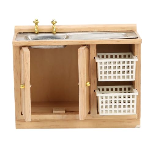 1:12 Miniatur-Küchenspüle, Küchenspüle, Spültisch, Maßstab 1:12, Miniatur-Möbelmodell mit Körben 1:12 Miniatur-Küchenspüle, Küchenspüle, Spültisch, Maßstab 1:12, Miniatur-Möbelmodell mit Körben von LiTaiJingNice