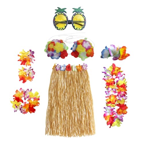 LiTaiJingNice 8-teiliges Hula-Rock-Kostüm-Set mit Blumen-Bikinioberteil, hawaiianische Lei, Haarspange, für Sommer, Strand, tropische Party LiTaiJingNice 8-teiliges Hula-Rock-Kostüm-Set mit Blumen-Bikinioberteil, hawaiianische Lei, Haarspange, für Sommer, Strand, tropische Party von LiTaiJingNice