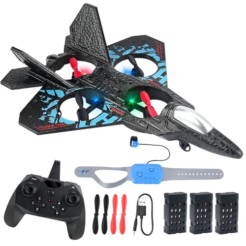 RC Flugzeug Fernbedienung Wireless Flugzeug Spielzeug 2,4 GHz 2025 Neu Remote C Ontrol Flugzeug Fighter Jet 2-Wege-Steuerungsmethoden (Normal + Uhr), 360° Flip Fighter Jet Spielzeug von Liamostee