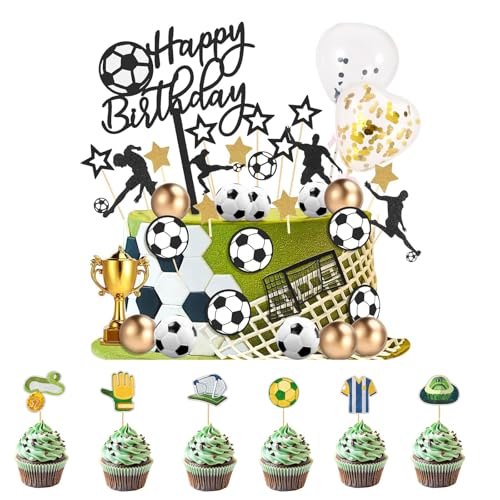 Liangding Tortendeko Fussball, 41 Stück Kuchen Deko Fußball mit Spielzeugfußball und Trophäe, Tortenaufleger Fussball Geburtstagstorte Topper für Geburtstag, Fußball Sport Thema Geburtstag Party Liangding Tortendeko Fussball, 41 Stück Kuchen Deko Fußball mit Spielzeugfußball und Trophäe, Tortenaufleger Fussball Geburtstagstorte Topper für Geburtstag, Fußball Sport Thema Geburtstag Party von Liangding