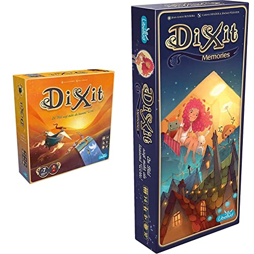 Libellud Asmodee | UNbox Now Dixit | Grundspiel 3-8 Spieler | Ab 8+ Jahren | 30+ Minuten & Asmodee Dixit 6 – Memories | Erweiterung 3-8 Spieler | Ab 8+ Jahren | 30+ Minuten | Deutsch von Libellud