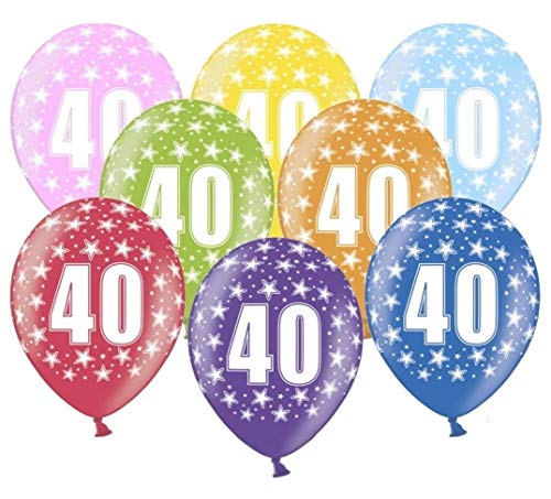 10 kunterbunte Luftballons 40. Geburtstag Made in EU Deko 40. Jubiläum Ballon 40 Geburtstag Männer Frauen Ballons Zahl 40 Metallic 30cm von Libetui